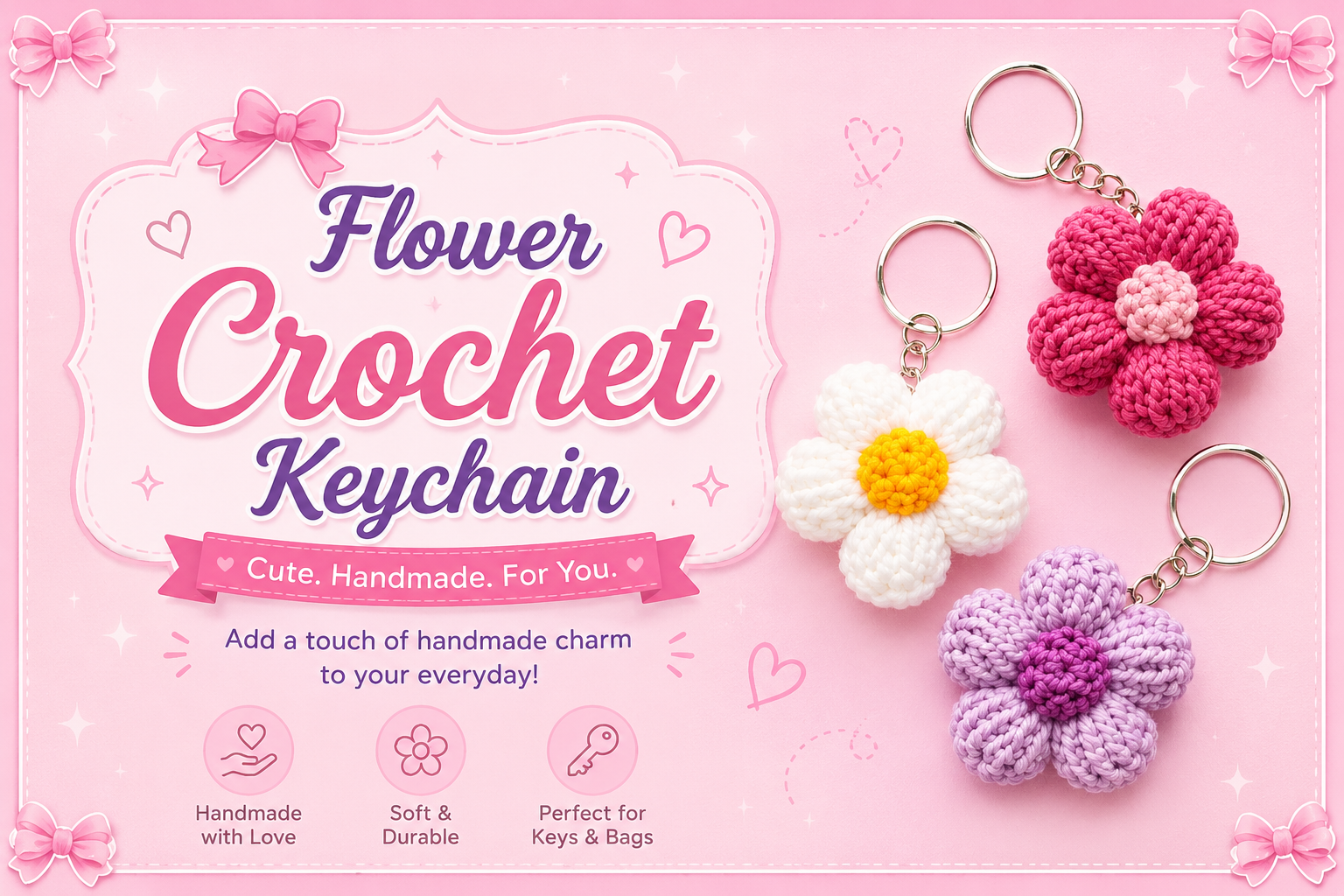 flower crochet keychain