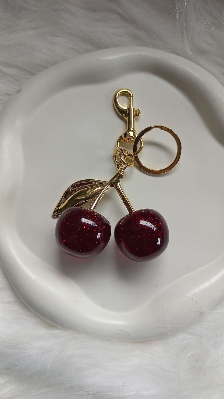 metal cherry keychain